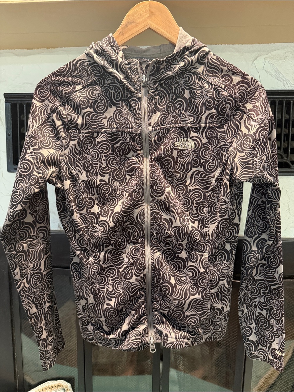 The North Face Black & White Swirl Zip-Up Hoodie